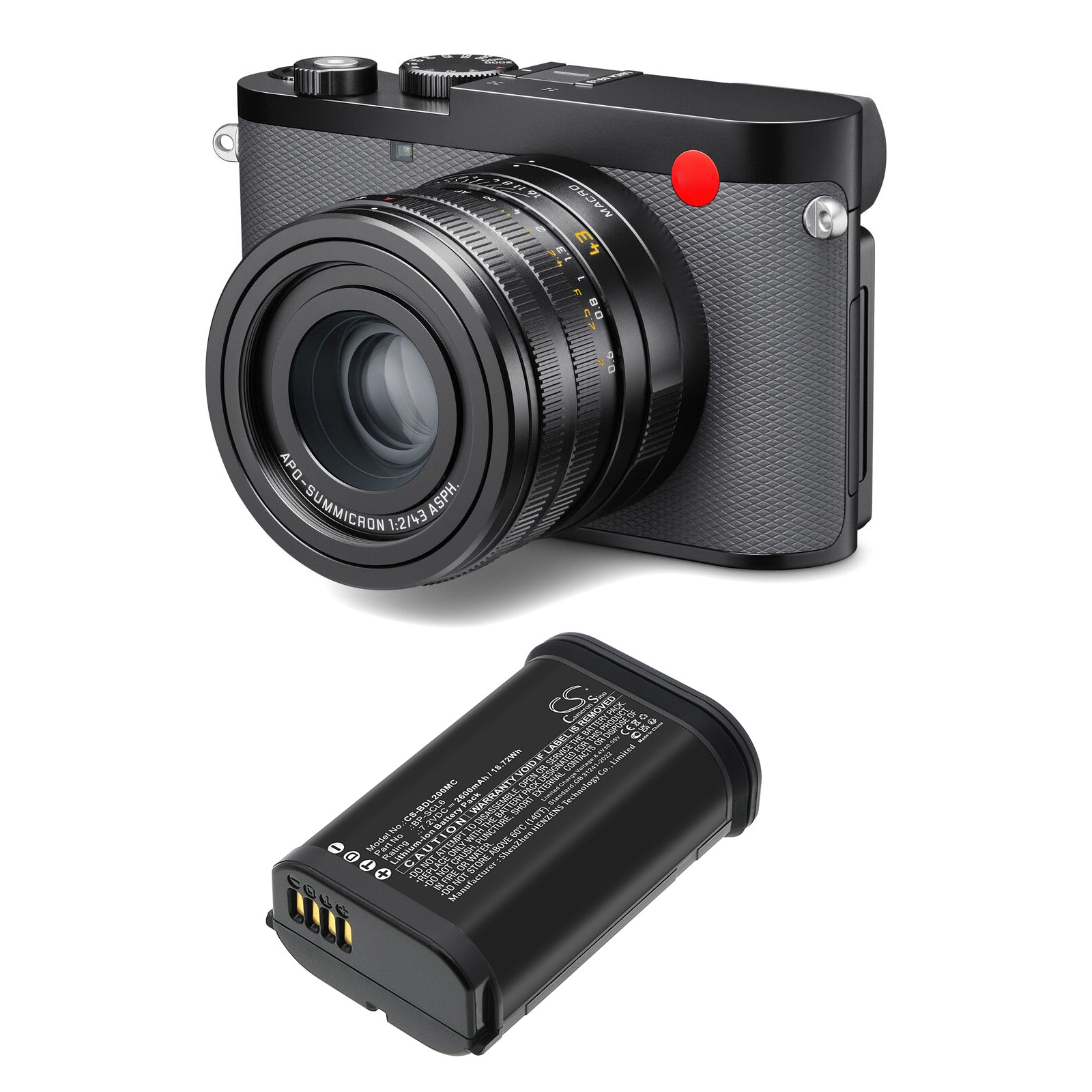 2600mAh 19 531 BP-SCL6 Battery for Leica  Q2 Q3 SL2 SL2S