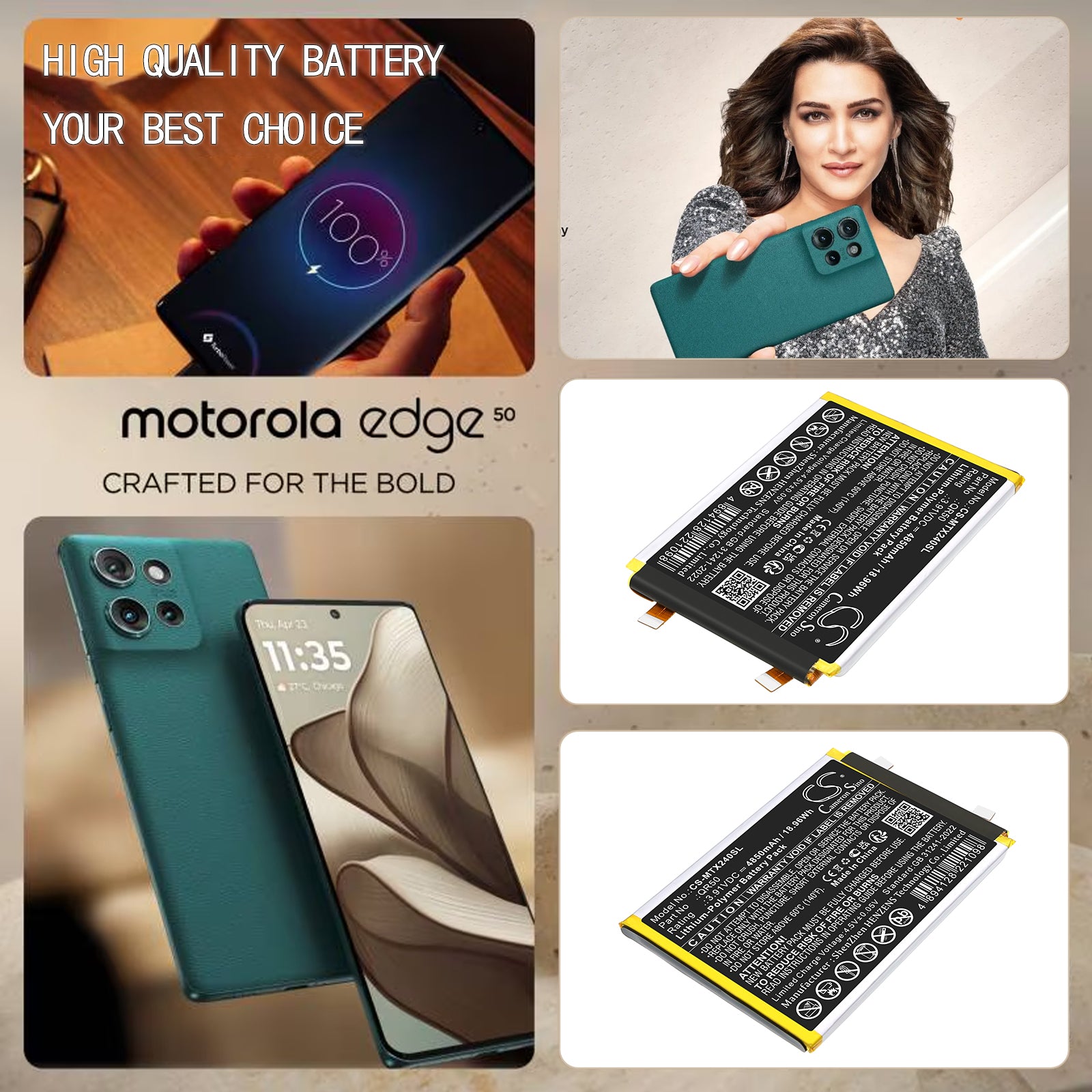 4850mAh QR50 SB18E18870 SB18E18871 Cell phone Battery for Motorola Moto Edge 50 5G XT2407  XT2407-1 2 3