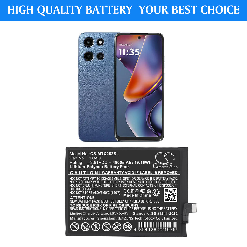 4900mAh RA50 cell Phone replacement Battery for Motorola  Moto G G15 NFC 5G 2025  XT2521-1 2 3