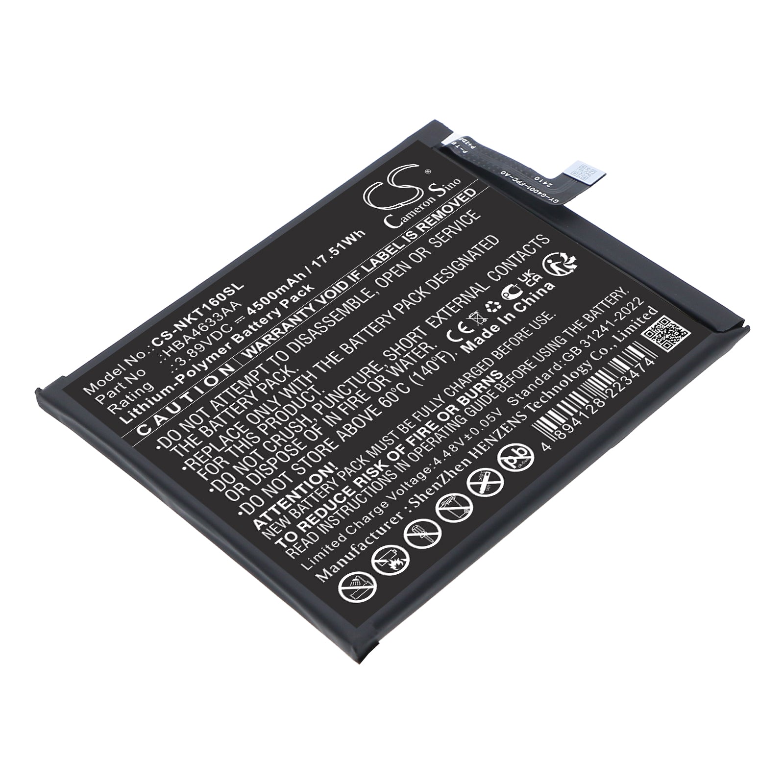 4500mAh HBA4633AA HQ71101001DT2 Cell phone Battery for HMD Skyline Business TA-1600 TA-1688