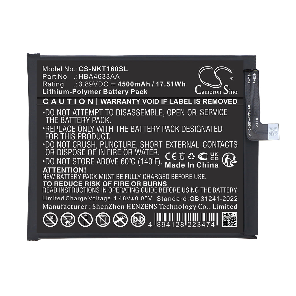 4500mAh HBA4633AA HQ71101001DT2 Cell phone Battery for HMD Skyline Business TA-1600 TA-1688