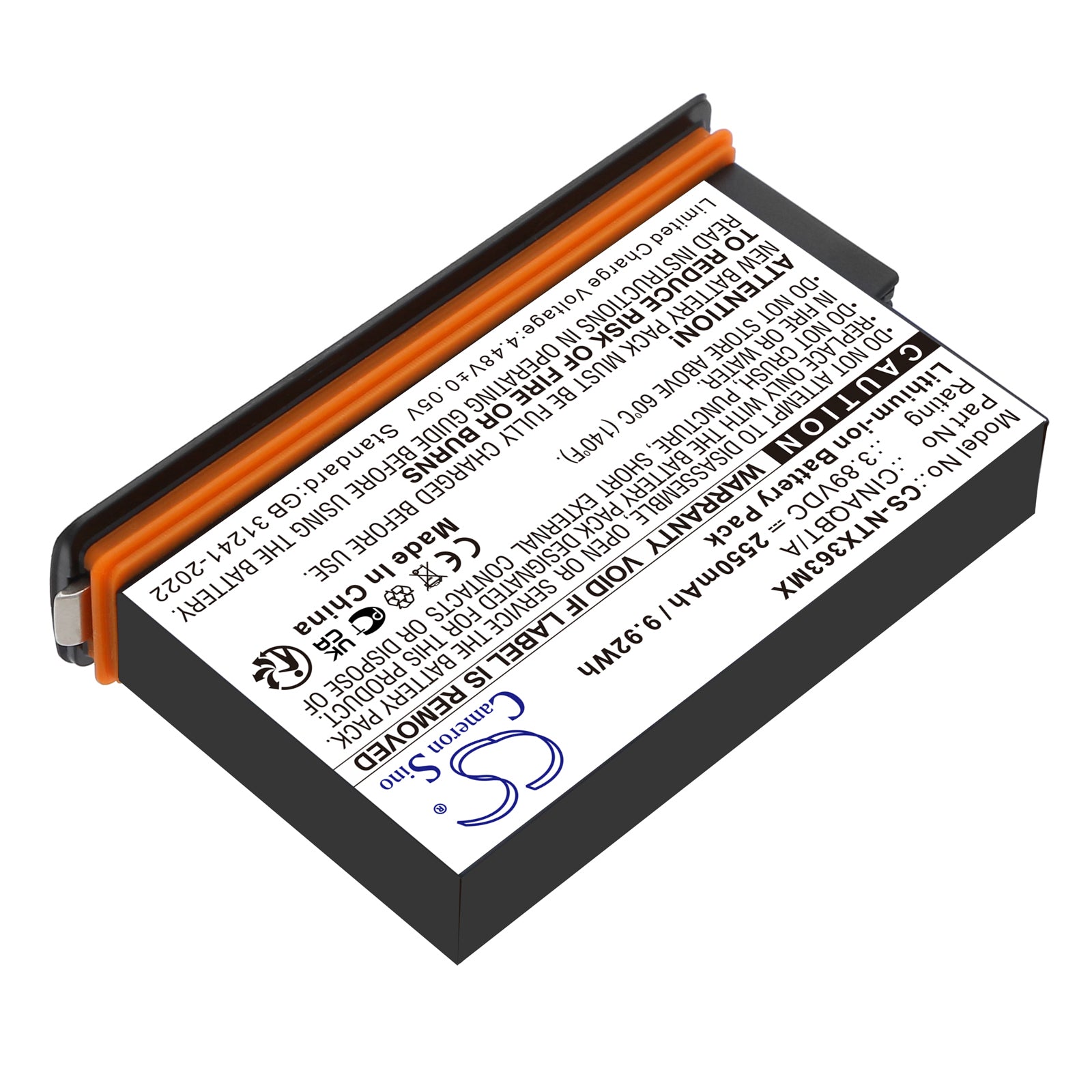 2550mAh CINAQBT/A Camera Battery for Insta360  One X3