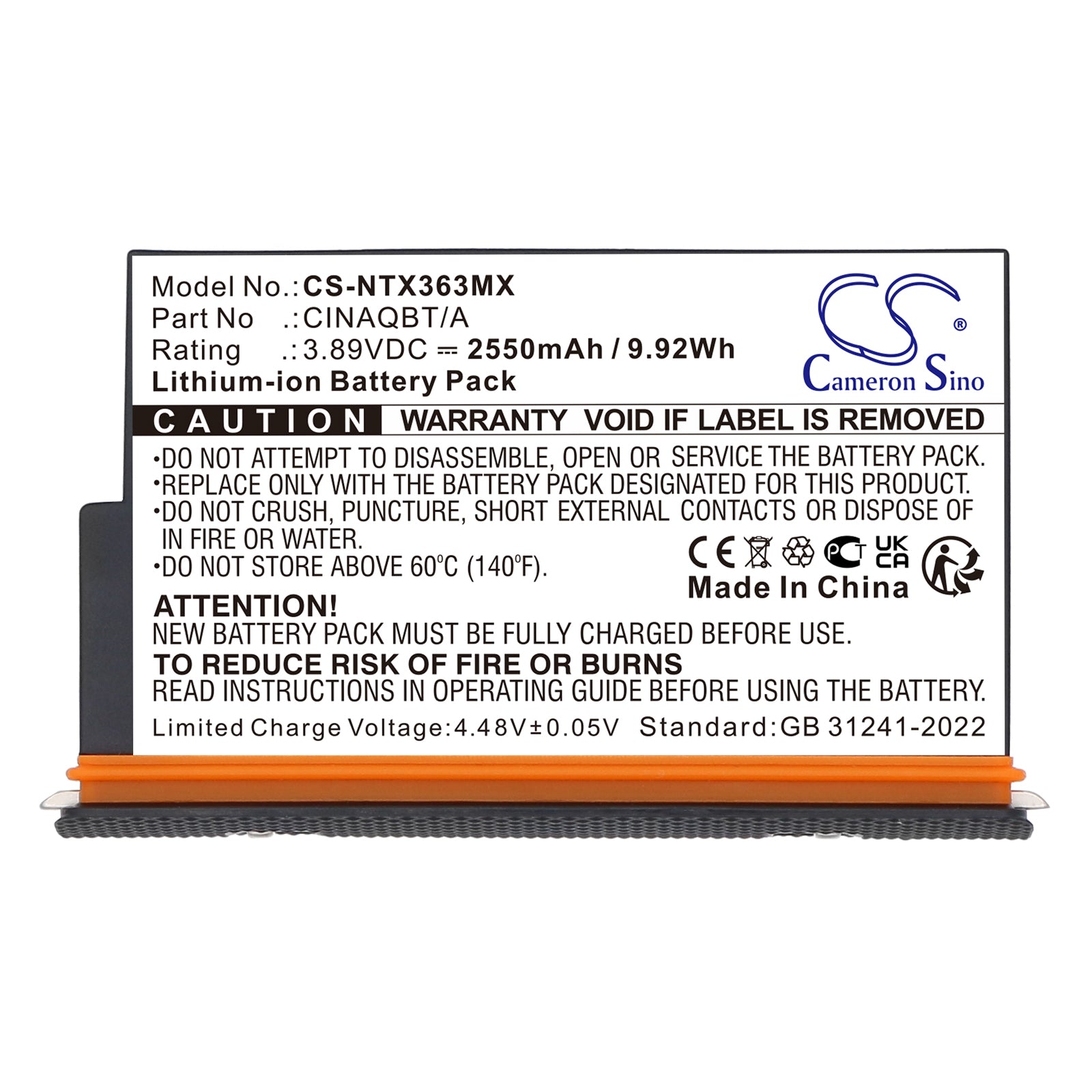 2550mAh CINAQBT/A Camera Battery for Insta360  One X3