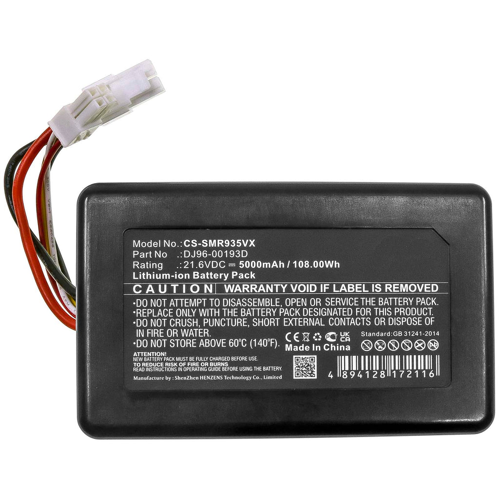 5000mAh DJ96-00193D Vacuum Battery for Samsung  PowerBot R9350 PowerBot R9250 VR2AK9350WK/AA SR20K9350WK
