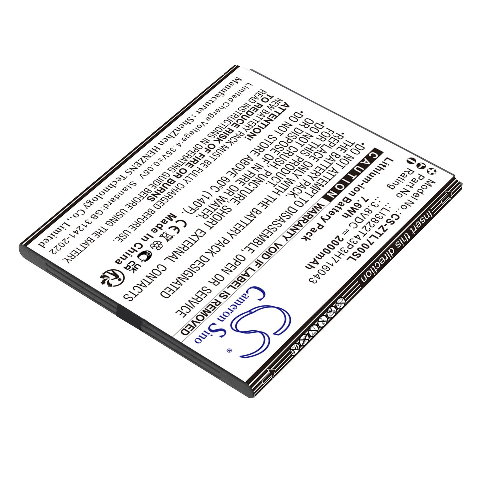 2000mAh LI3822T43P3H716043 Cell phone Battery for ZTE  Blade A30 A320 L7